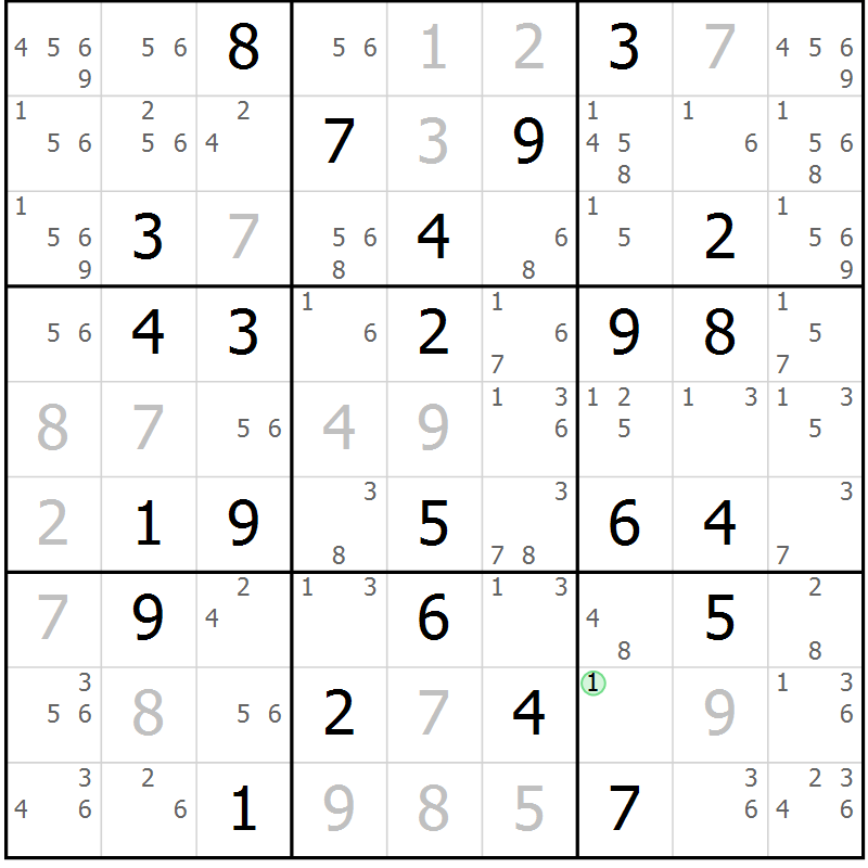 Position des candidats pour la solution de la Gr 36 page 39 du magazine de sudoku Maestro n° 094