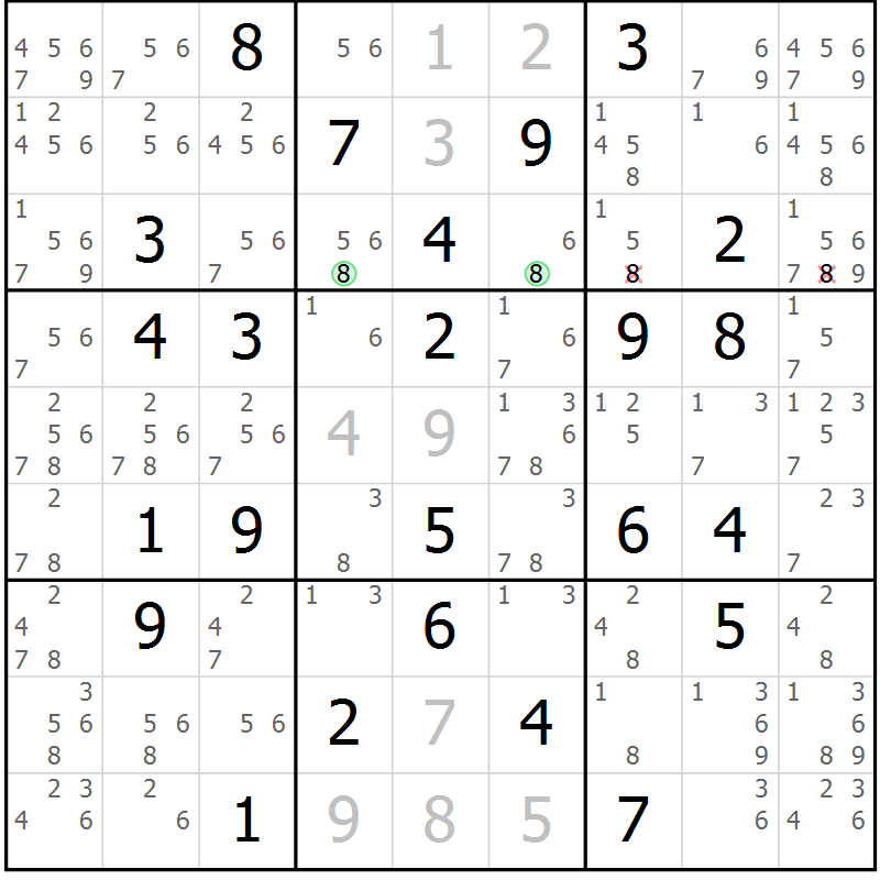 Position des candidats pour la solution de la Gr 36 page 39 du magazine de sudoku Maestro n° 094