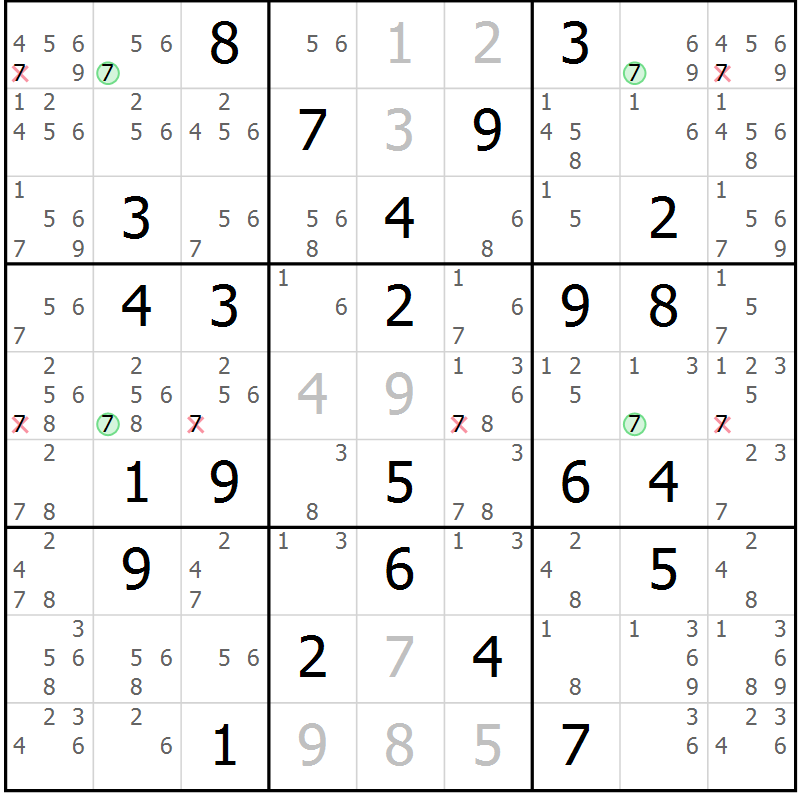 Position des candidats pour la solution de la Gr 36 page 39 du magazine de sudoku Maestro n° 094
