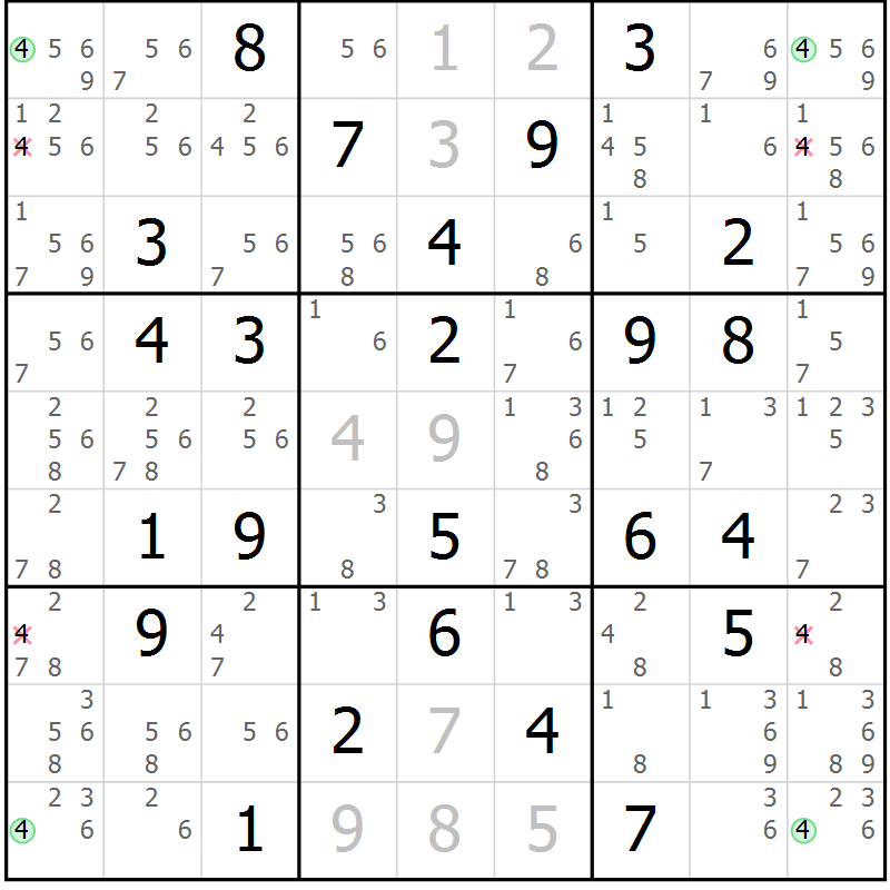 Position des candidats pour la solution de la Gr 36 page 39 du magazine de sudoku Maestro n° 094