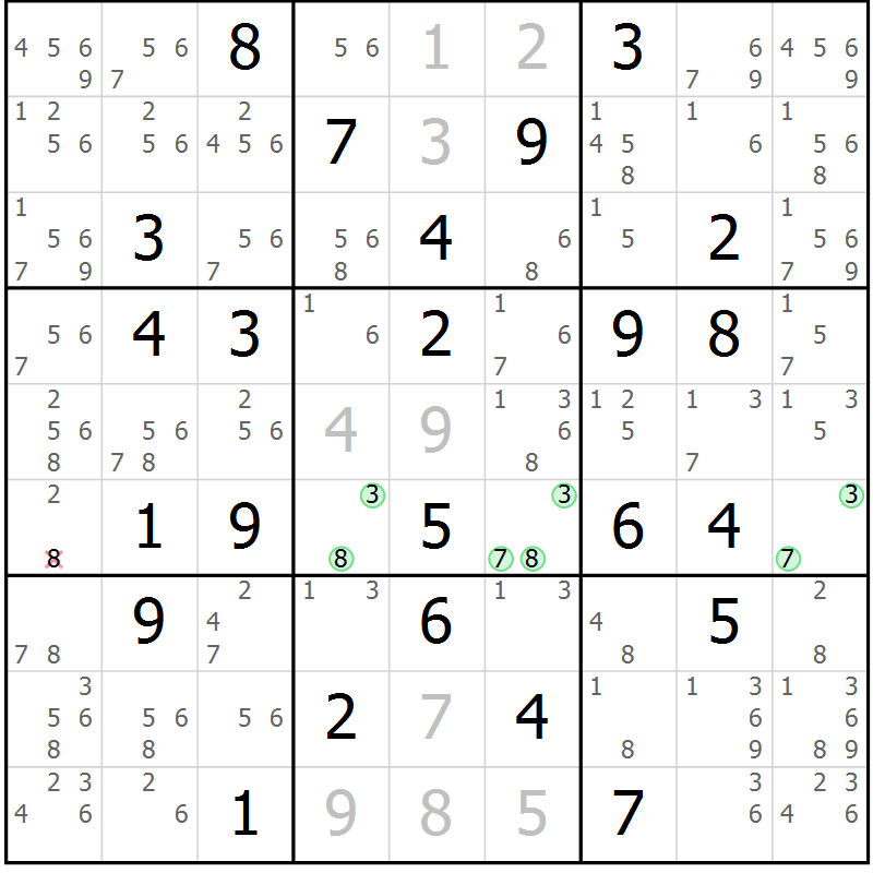 Position des candidats pour la solution de la Gr 36 page 39 du magazine de sudoku Maestro n° 094