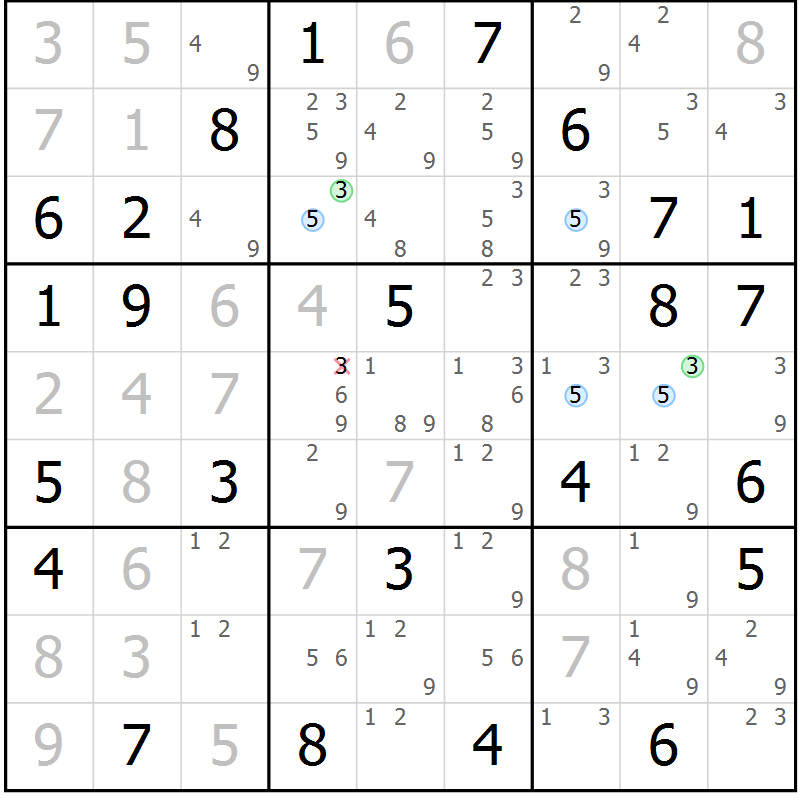 Position des candidats pour la solution de la Gr 37 page 40 du magazine de sudoku Maestro n° 094