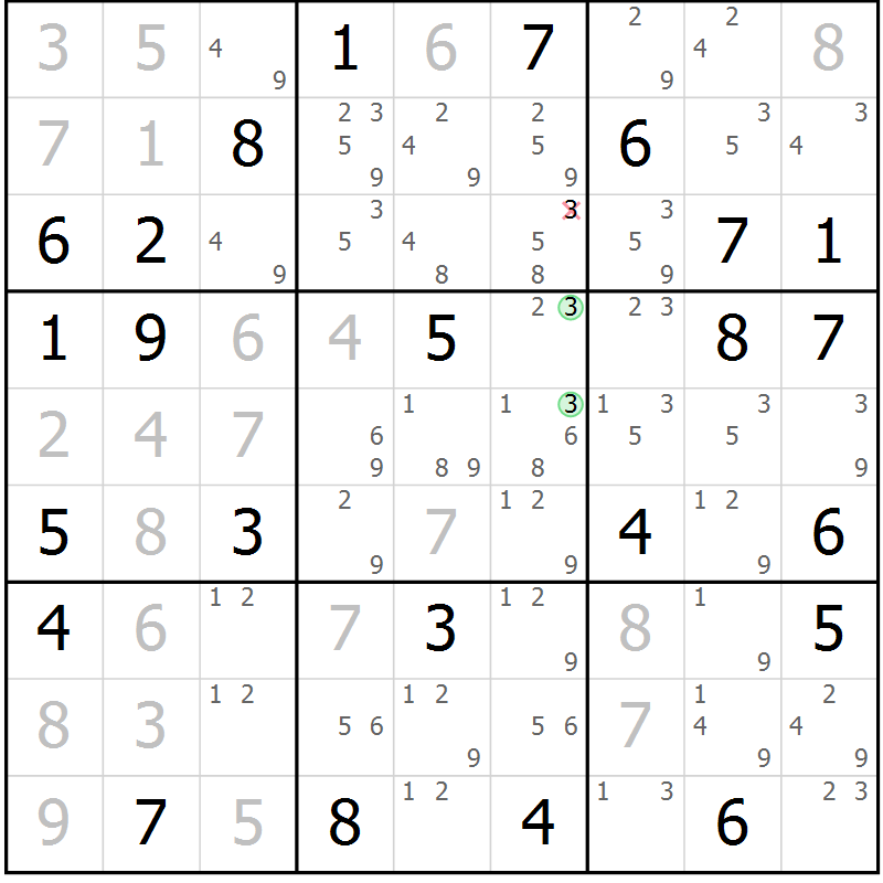Position des candidats pour la solution de la Gr 37 page 40 du magazine de sudoku Maestro n° 094
