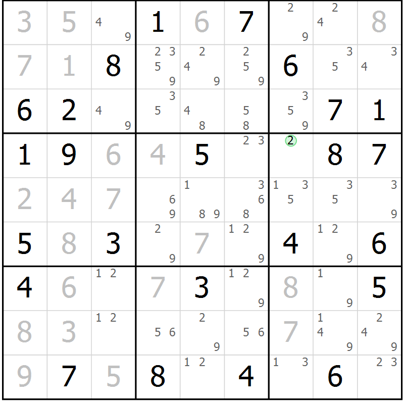 Position des candidats pour la solution de la Gr 37 page 40 du magazine de sudoku Maestro n° 094
