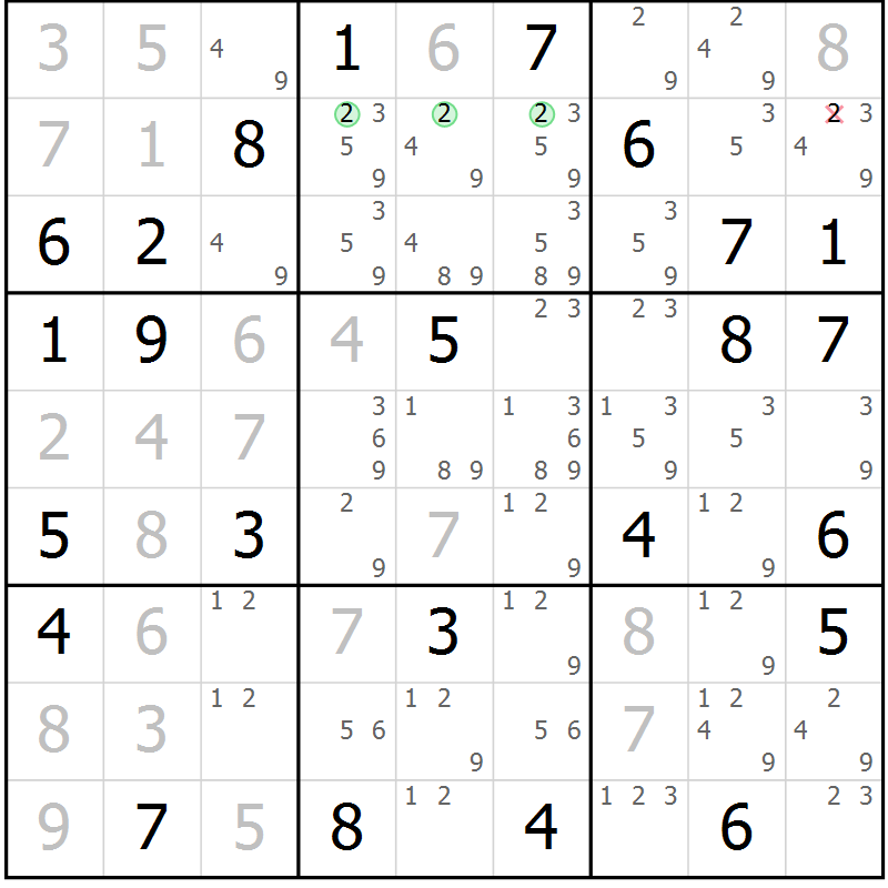 Position des candidats pour la solution de la Gr 37 page 40 du magazine de sudoku Maestro n° 094