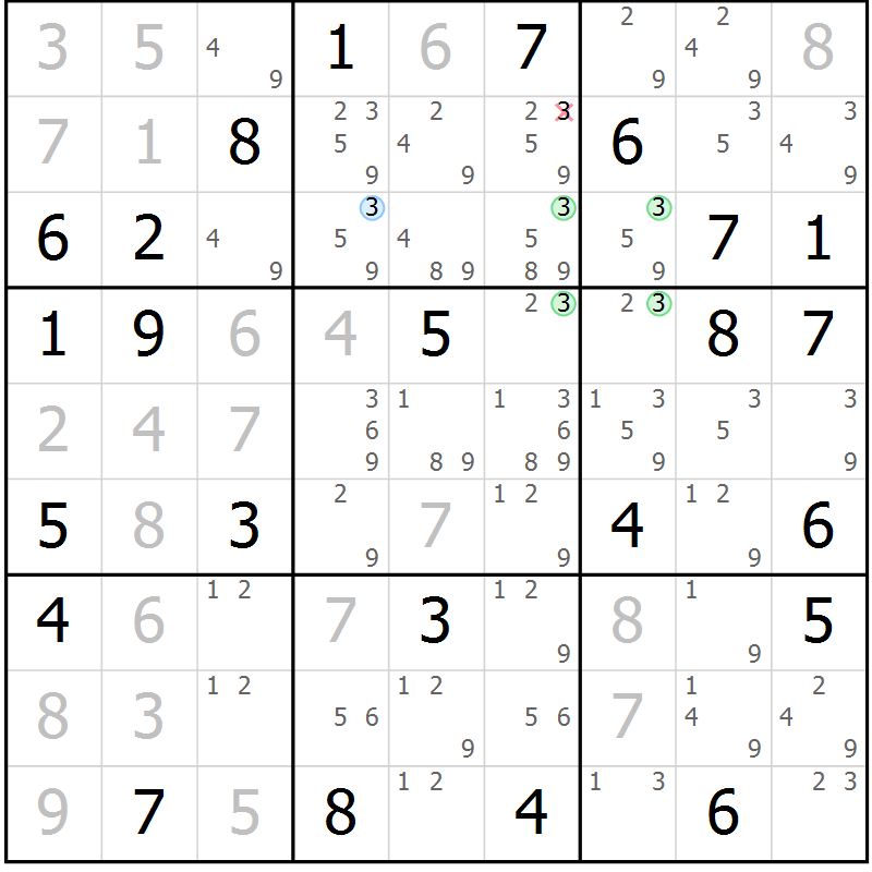 Position des candidats pour la solution de la Gr 37 page 40 du magazine de sudoku Maestro n° 094