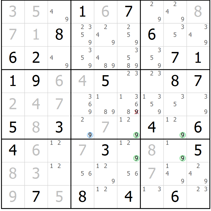 Position des candidats pour la solution de la Gr 37 page 40 du magazine de sudoku Maestro n° 094
