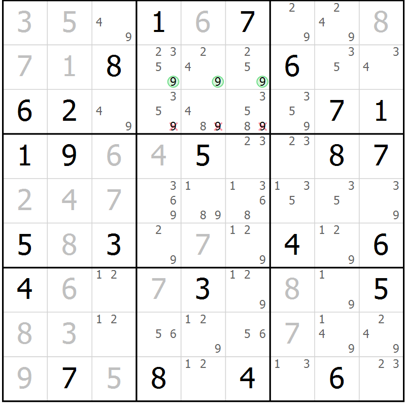 Position des candidats pour la solution de la Gr 37 page 40 du magazine de sudoku Maestro n° 094