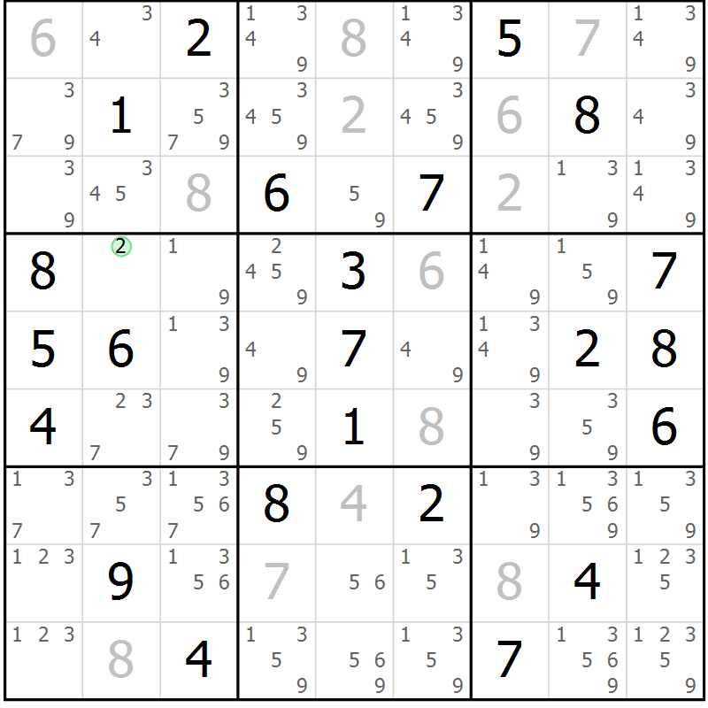 Position des candidats pour la solution de la Gr 38 page 41 du magazine de sudoku Maestro n° 094