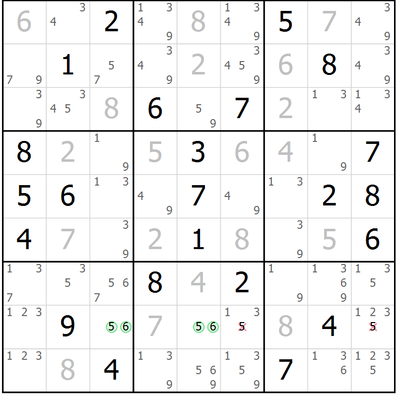 Position des candidats pour la solution de la Gr 38 page 41 du magazine de sudoku Maestro n° 094