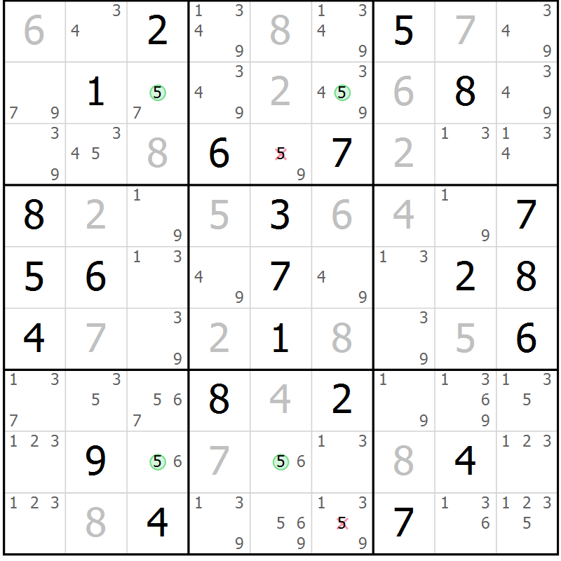 Position des candidats pour la solution de la Gr 38 page 41 du magazine de sudoku Maestro n° 094