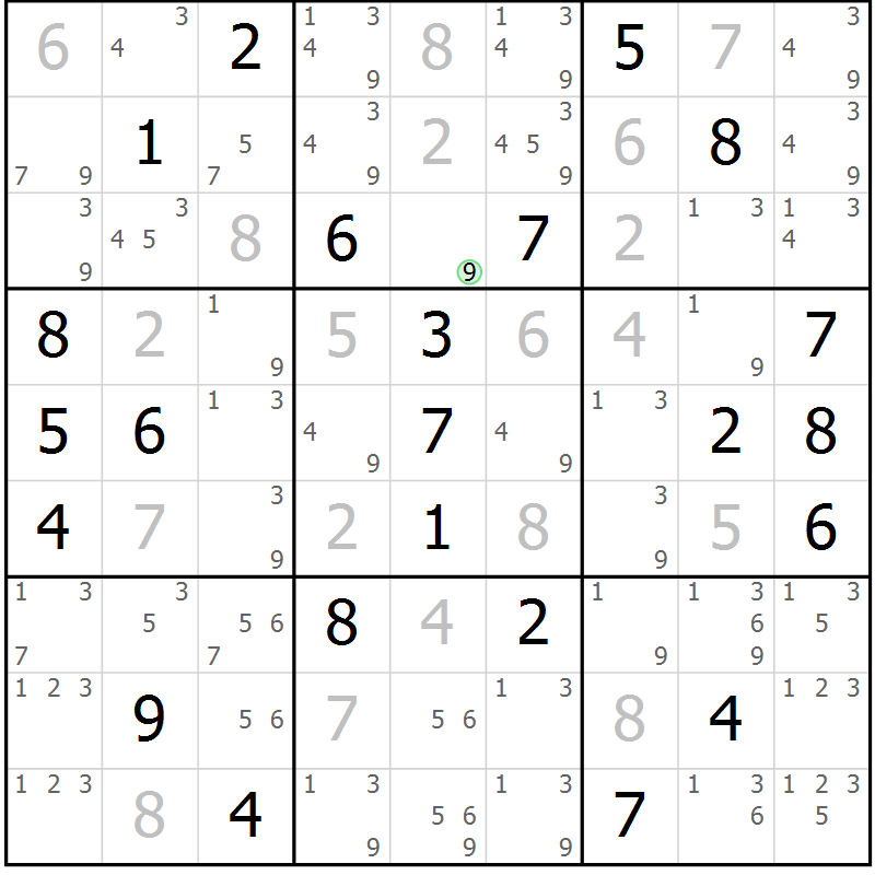Position des candidats pour la solution de la Gr 38 page 41 du magazine de sudoku Maestro n° 094