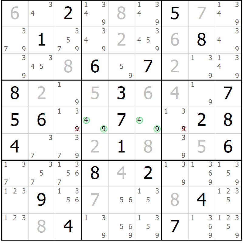 Position des candidats pour la solution de la Gr 38 page 41 du magazine de sudoku Maestro n° 094