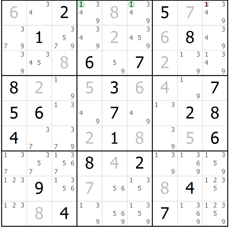 Position des candidats pour la solution de la Gr 38 page 41 du magazine de sudoku Maestro n° 094