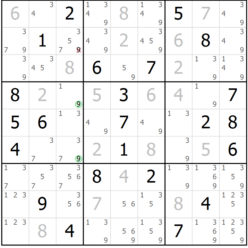 Position des candidats pour la solution de la Gr 38 page 41 du magazine de sudoku Maestro n° 094