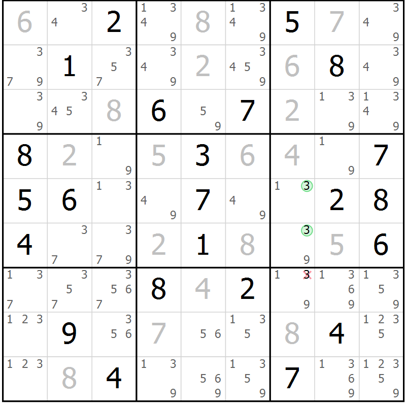 Position des candidats pour la solution de la Gr 38 page 41 du magazine de sudoku Maestro n° 094