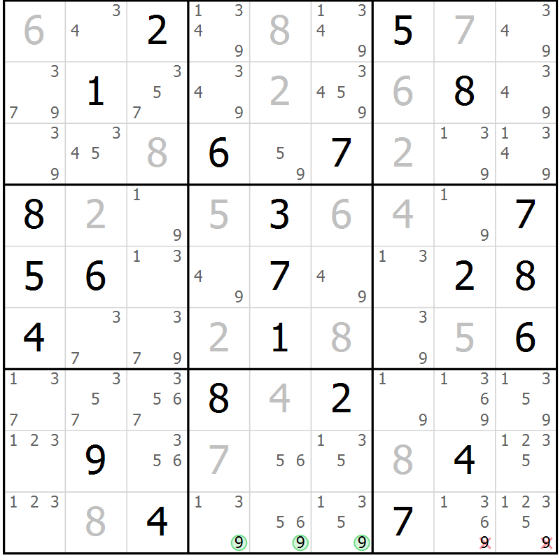 Position des candidats pour la solution de la Gr 38 page 41 du magazine de sudoku Maestro n° 094