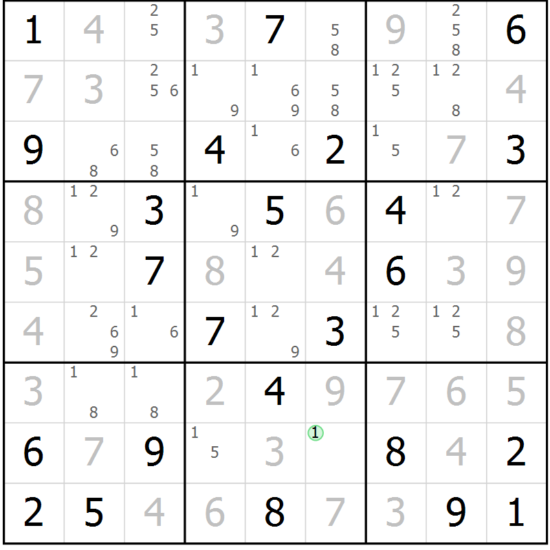 Position des candidats pour la solution de la Gr 39 page 42 du magazine de sudoku Maestro n° 094