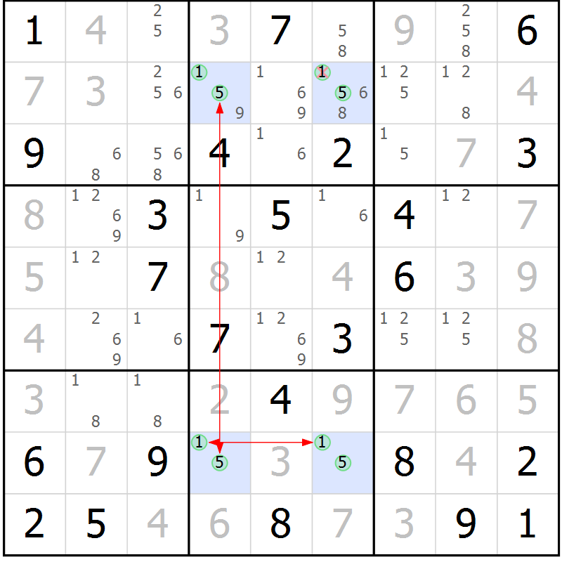 Position des candidats pour la solution de la Gr 39 page 42 du magazine de sudoku Maestro n° 094