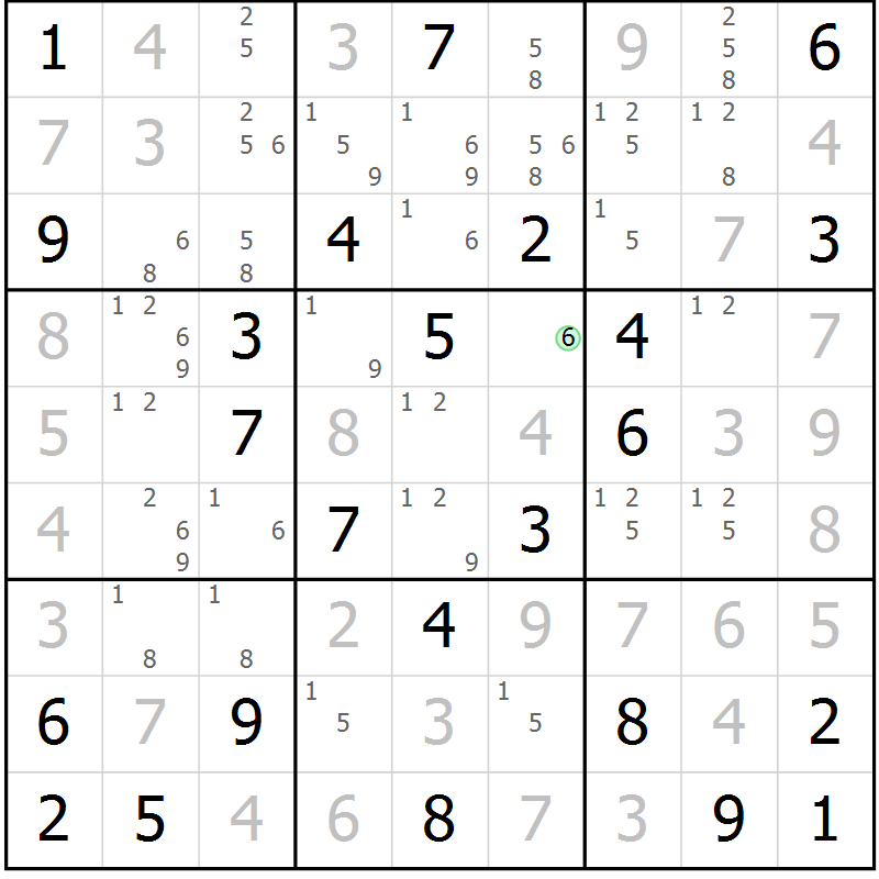Position des candidats pour la solution de la Gr 39 page 42 du magazine de sudoku Maestro n° 094
