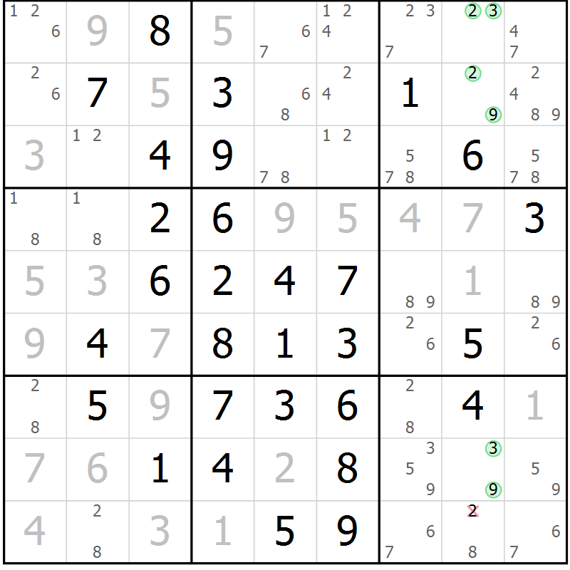 Position des candidats pour la solution de la Gr 4 page 7 du magazine de sudoku Maestro n° 094