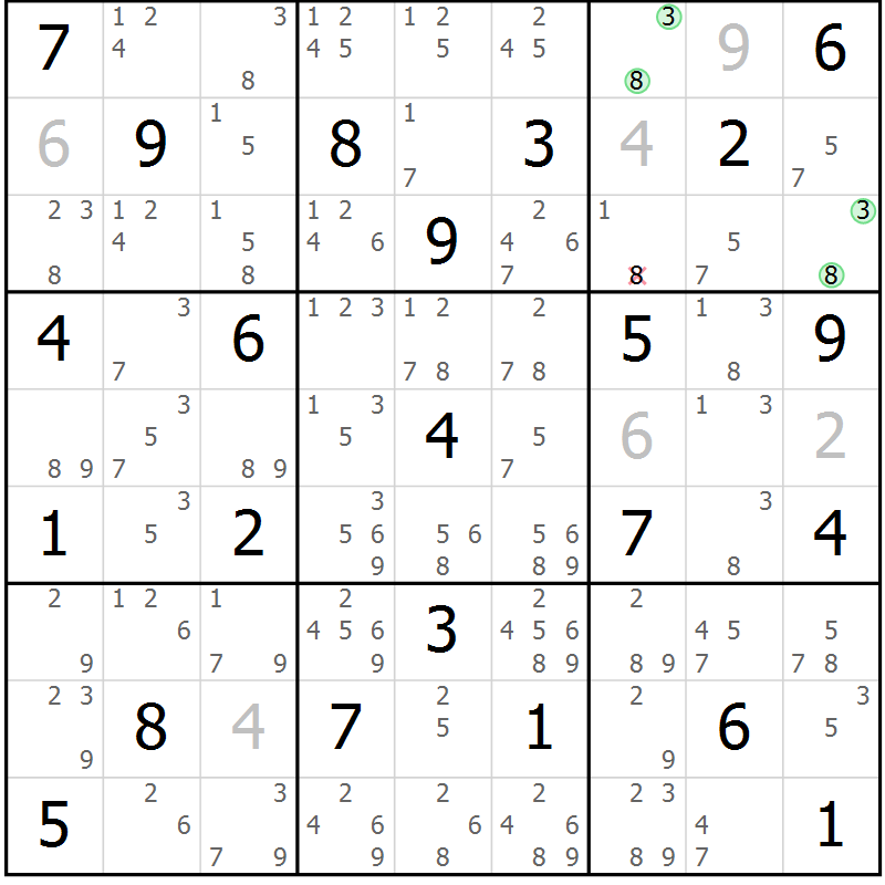 Position des candidats pour la solution de la Gr 40 page 43 du magazine de sudoku Maestro n° 094