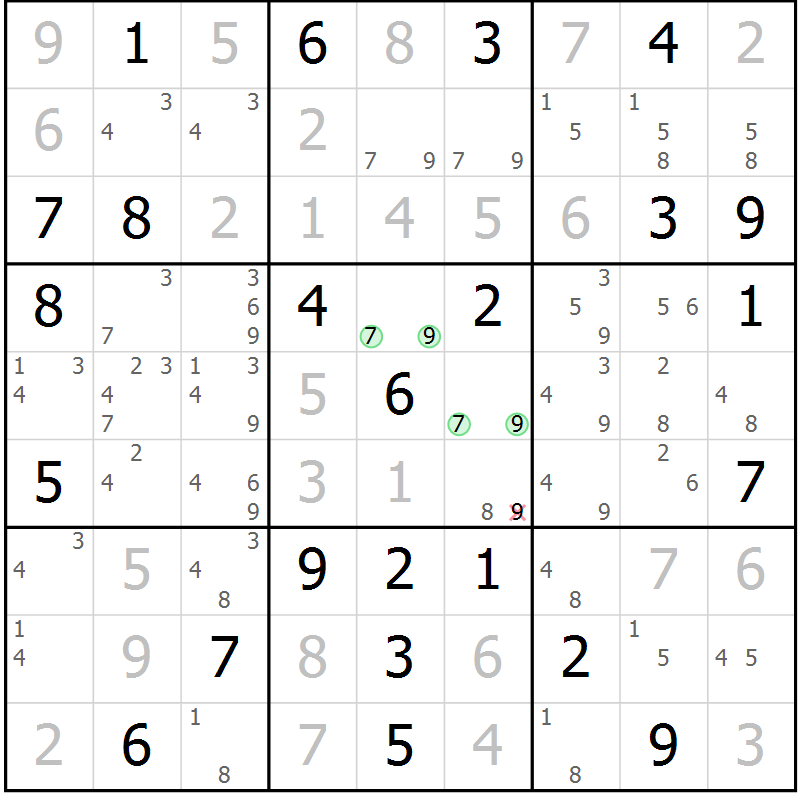 Position des candidats pour la solution de la Gr 41 page 44 du magazine de sudoku Maestro n° 094