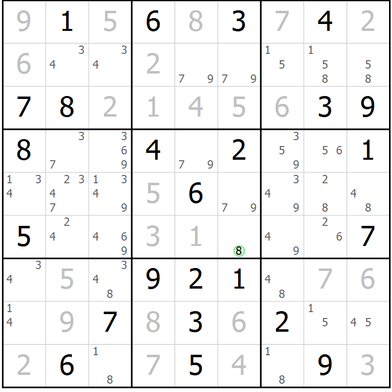 Position des candidats pour la solution de la Gr 41 page 44 du magazine de sudoku Maestro n° 094
