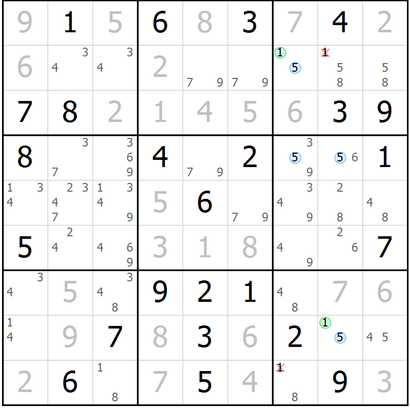 Position des candidats pour la solution de la Gr 41 page 44 du magazine de sudoku Maestro n° 094