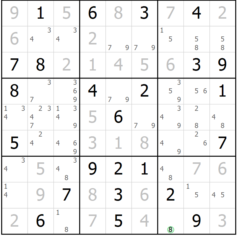 Position des candidats pour la solution de la Gr 41 page 44 du magazine de sudoku Maestro n° 094