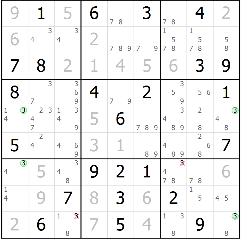 Position des candidats pour la solution de la Gr 41 page 44 du magazine de sudoku Maestro n° 094