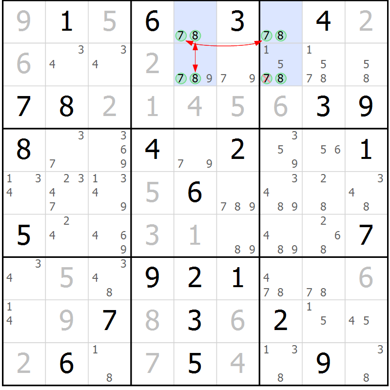 Position des candidats pour la solution de la Gr 41 page 44 du magazine de sudoku Maestro n° 094