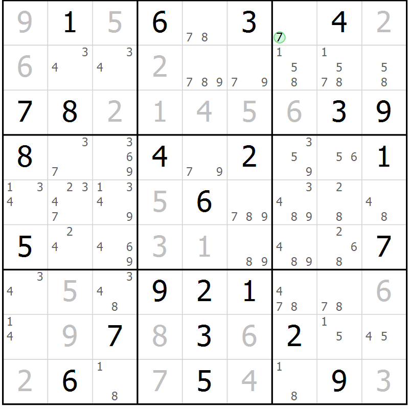 Position des candidats pour la solution de la Gr 41 page 44 du magazine de sudoku Maestro n° 094
