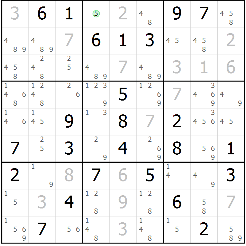 Position des candidats pour la solution de la Gr 42 page 45 du magazine de sudoku Maestro n° 094