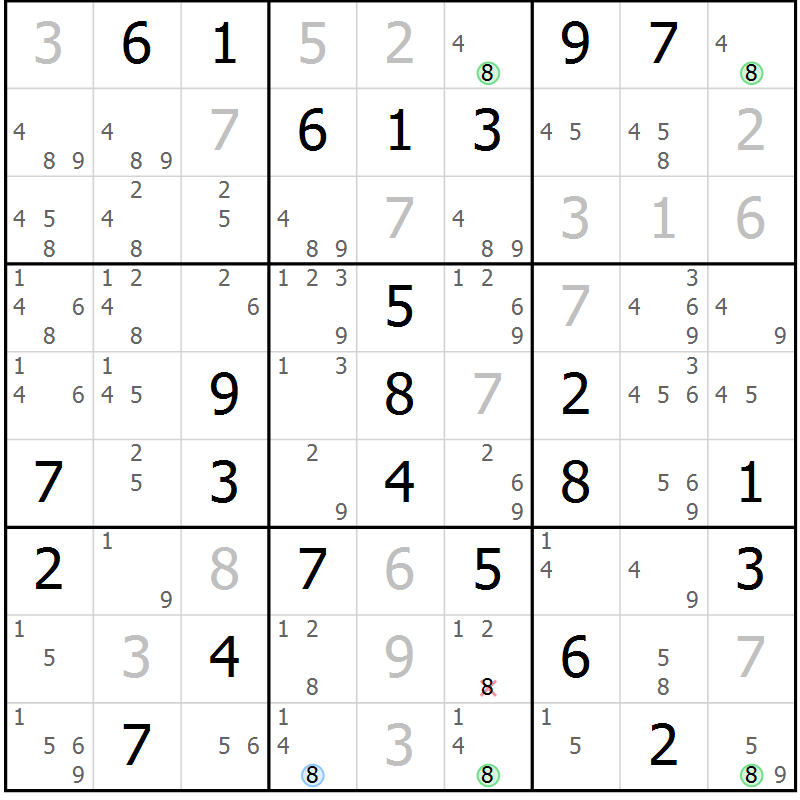 Position des candidats pour la solution de la Gr 42 page 45 du magazine de sudoku Maestro n° 094