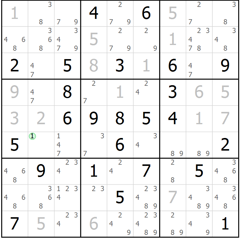 Position des candidats pour la solution de la Gr 43 page 46 du magazine de sudoku Maestro n° 094