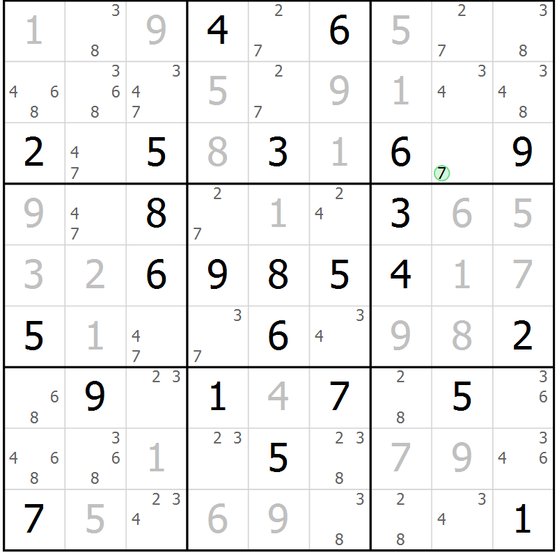 Position des candidats pour la solution de la Gr 43 page 46 du magazine de sudoku Maestro n° 094