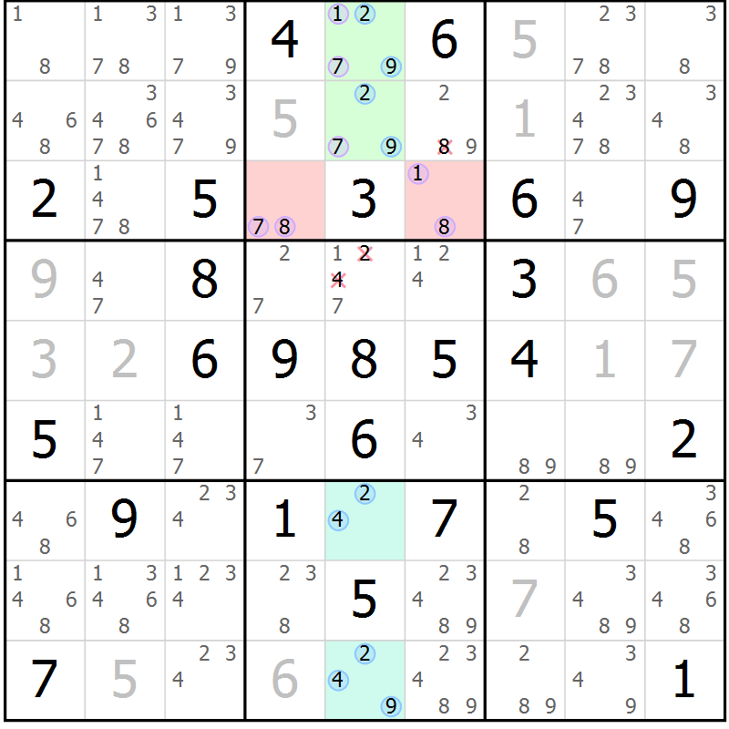 Position des candidats pour la solution de la Gr 43 page 46 du magazine de sudoku Maestro n° 094