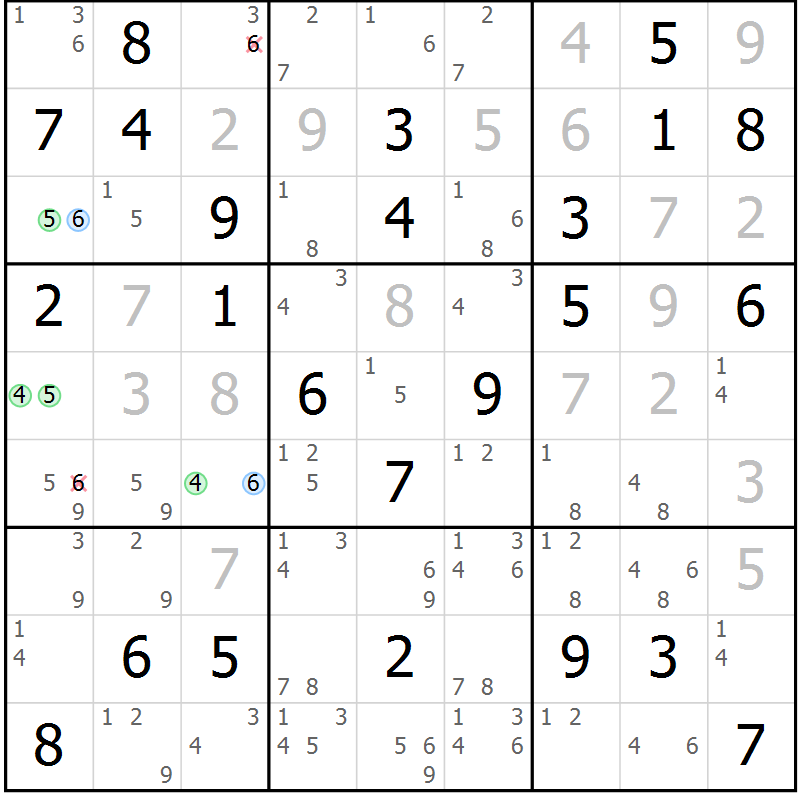 Position des candidats pour la solution de la Gr 44 page 47 du magazine de sudoku Maestro n° 094