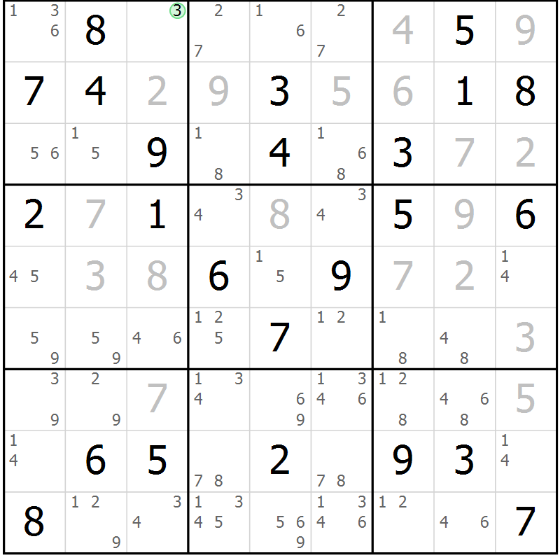 Position des candidats pour la solution de la Gr 44 page 47 du magazine de sudoku Maestro n° 094