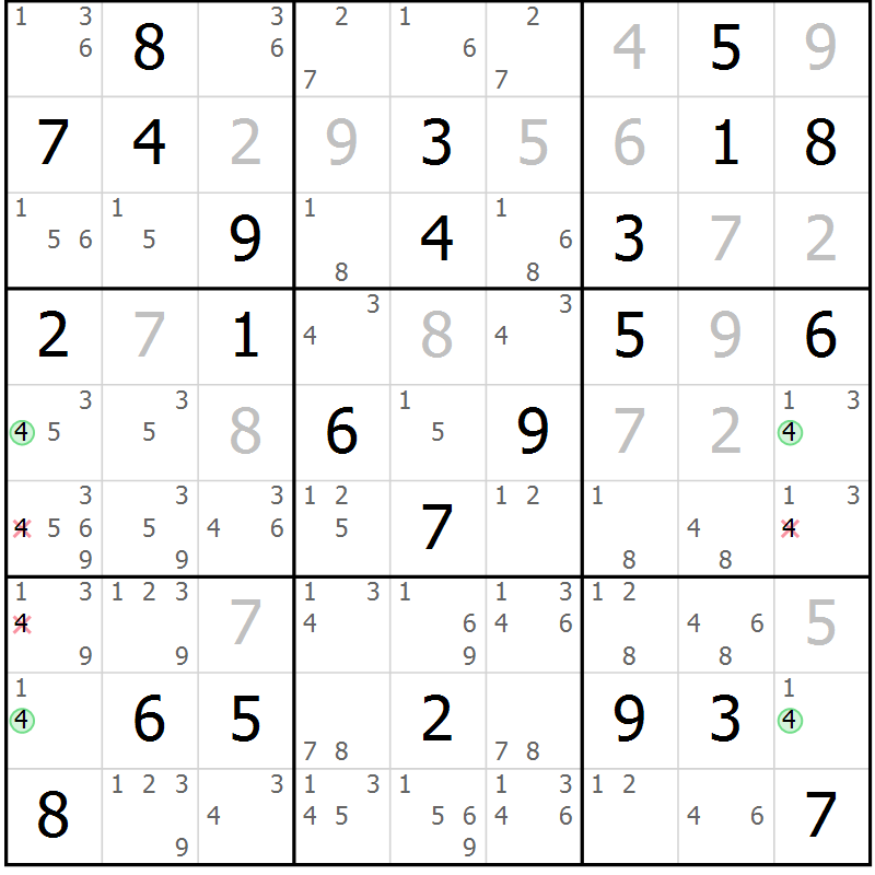 Position des candidats pour la solution de la Gr 44 page 47 du magazine de sudoku Maestro n° 094