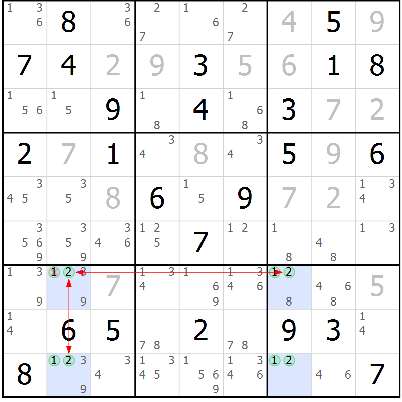 Position des candidats pour la solution de la Gr 44 page 47 du magazine de sudoku Maestro n° 094
