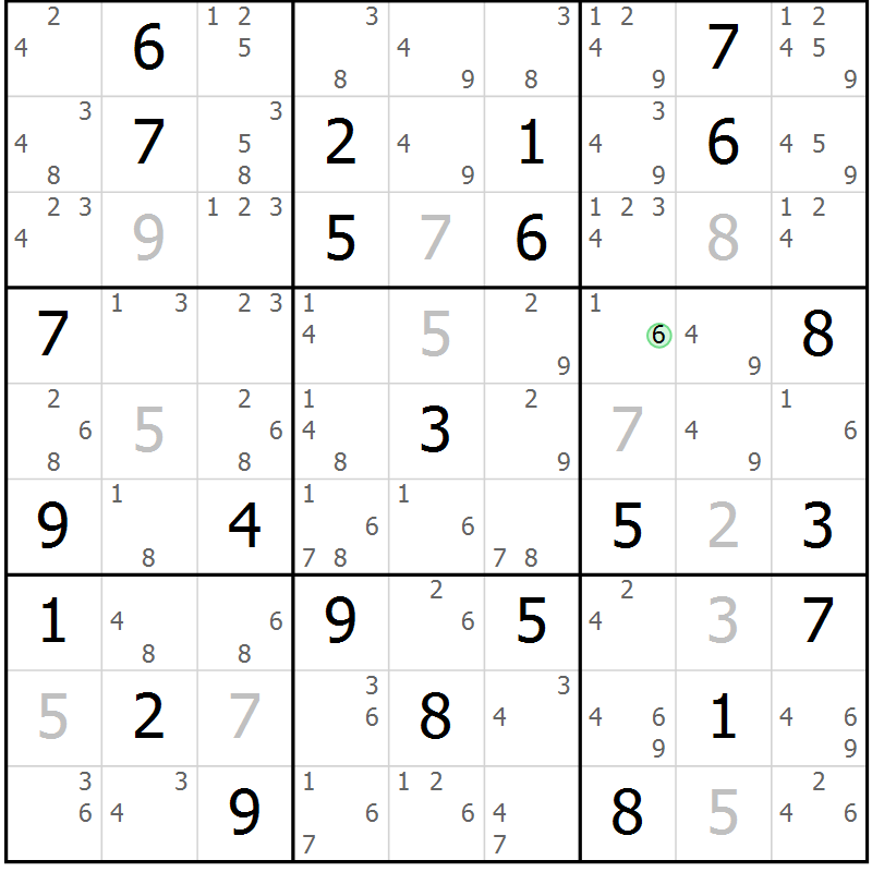 Position des candidats pour la solution de la Gr 45 page 48 du magazine de sudoku Maestro n° 094