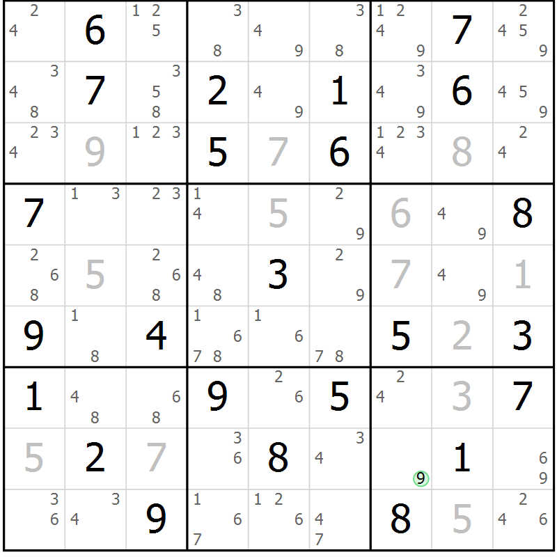 Position des candidats pour la solution de la Gr 45 page 48 du magazine de sudoku Maestro n° 094