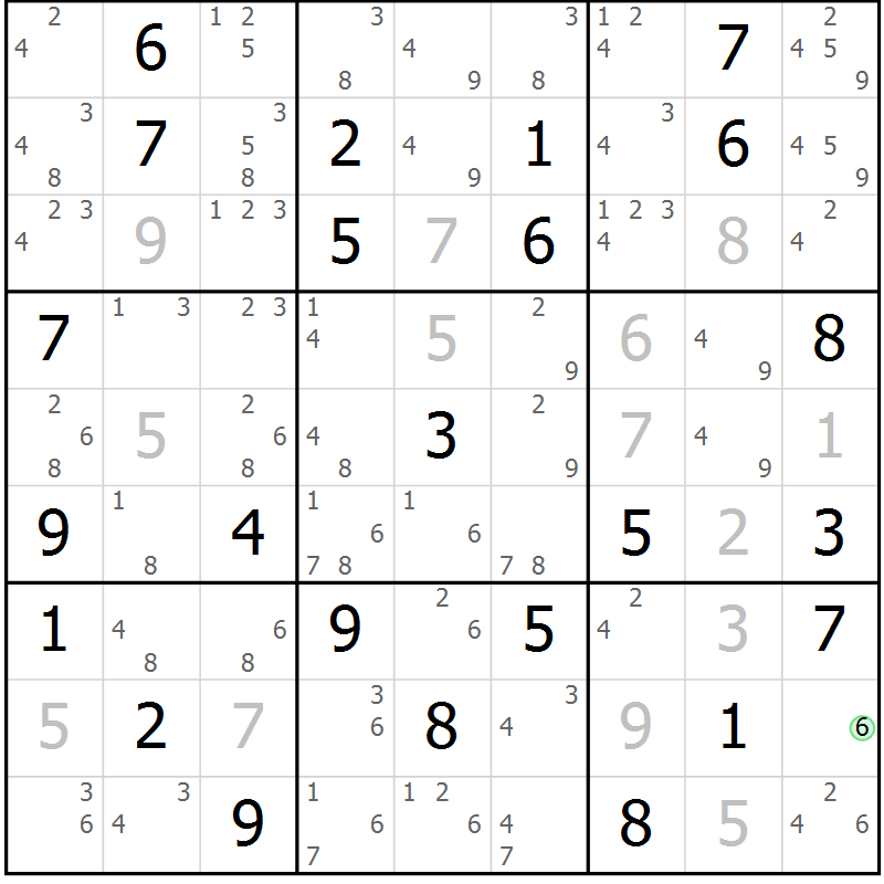 Position des candidats pour la solution de la Gr 45 page 48 du magazine de sudoku Maestro n° 094