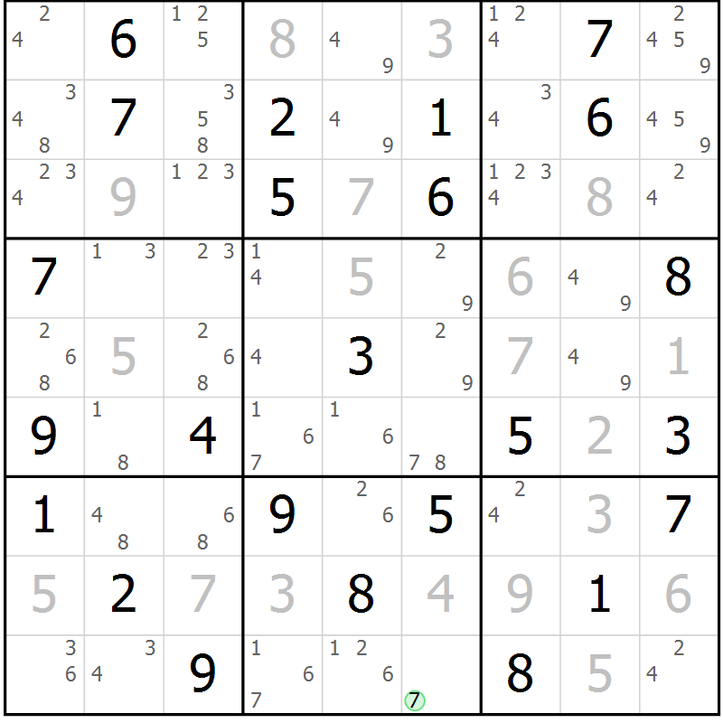 Position des candidats pour la solution de la Gr 45 page 48 du magazine de sudoku Maestro n° 094