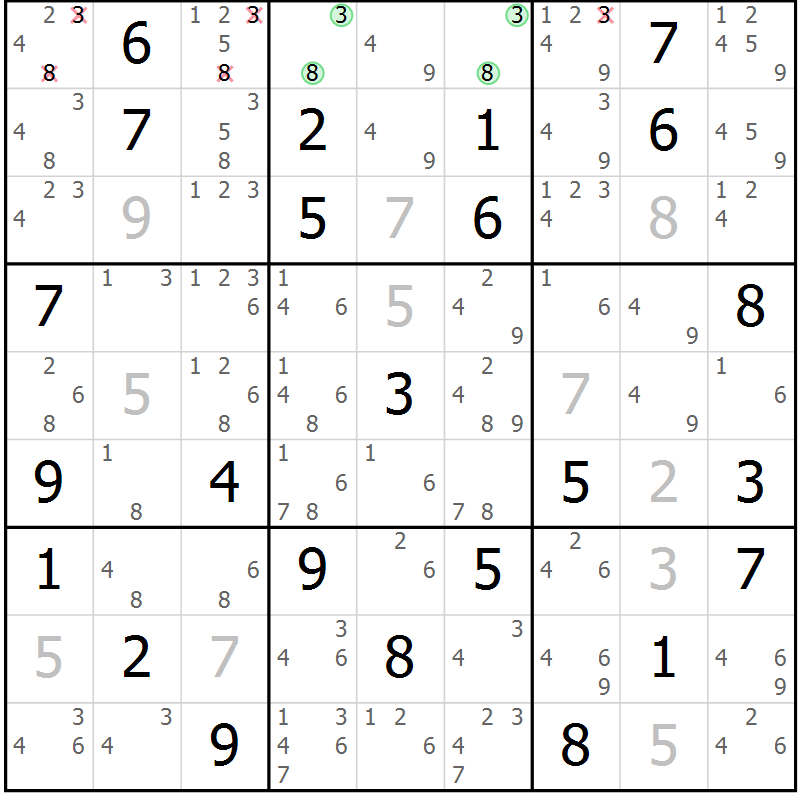 Position des candidats pour la solution de la Gr 45 page 48 du magazine de sudoku Maestro n° 094
