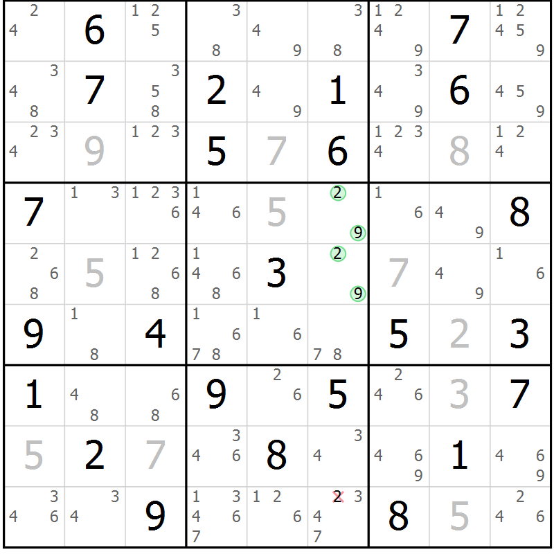 Position des candidats pour la solution de la Gr 45 page 48 du magazine de sudoku Maestro n° 094