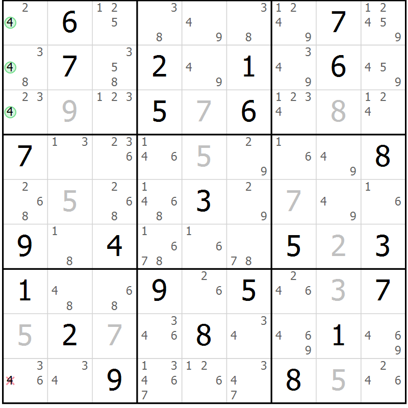 Position des candidats pour la solution de la Gr 45 page 48 du magazine de sudoku Maestro n° 094