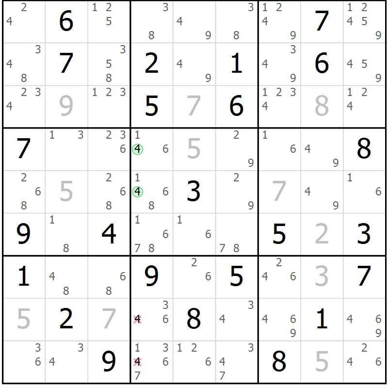 Position des candidats pour la solution de la Gr 45 page 48 du magazine de sudoku Maestro n° 094